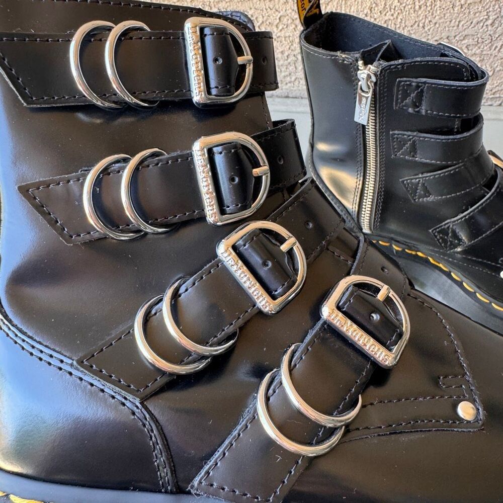 Dr. Martens Jadon Max Hardware HDW Platform Boots Womens 8 Straps Buckles Black - Picture 13 of 16